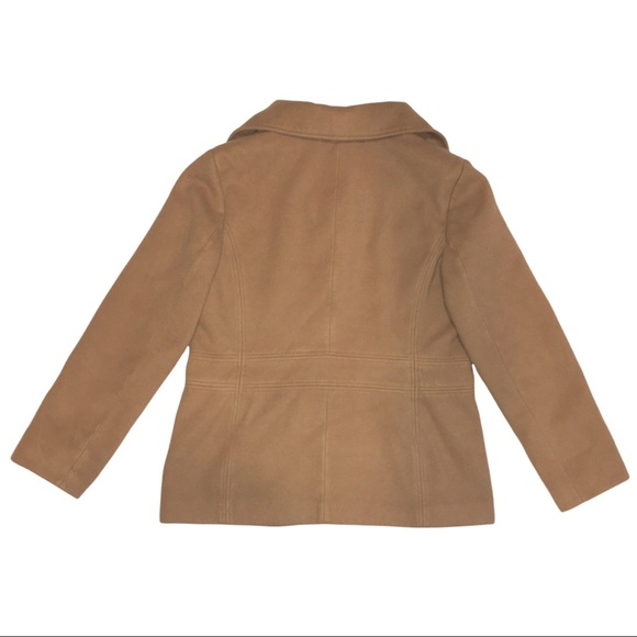 Tan Peacoat, JM Collection, Winter Lightweight Pea Coat, Classy, Caramel, Medium - Picture 9 of 12